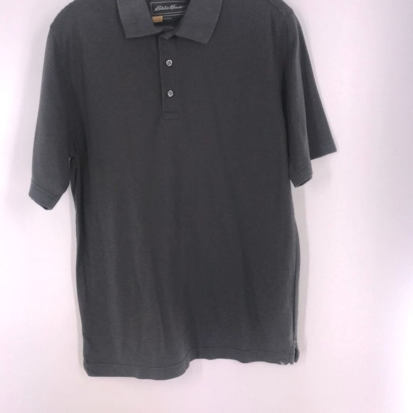 MENS EDDIE BAUER GRAY SHORT SLEEVE POLO - Picture 1 of 5